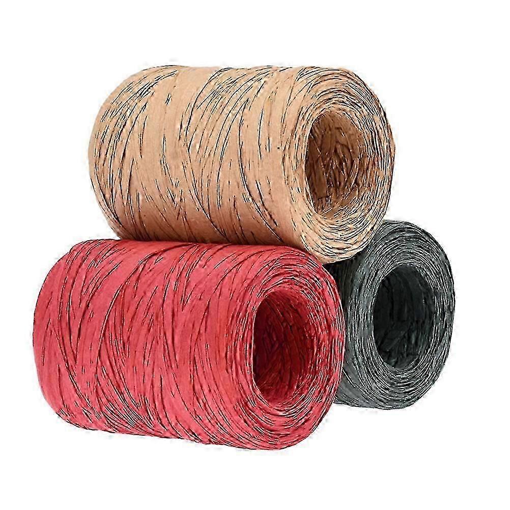 3 Rolls Kraft Gift Ribbon Packing Paper Twine String for DIY Crafts Wrapping