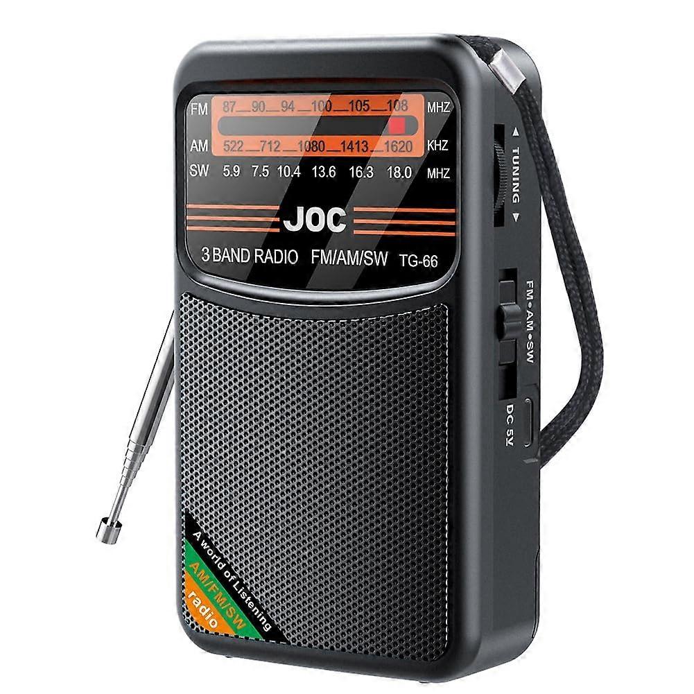 Pocket Radio Portable Mini Full Band AM/FM/SW Radio with Rechargeable Battery and Earphone Support for Seniors