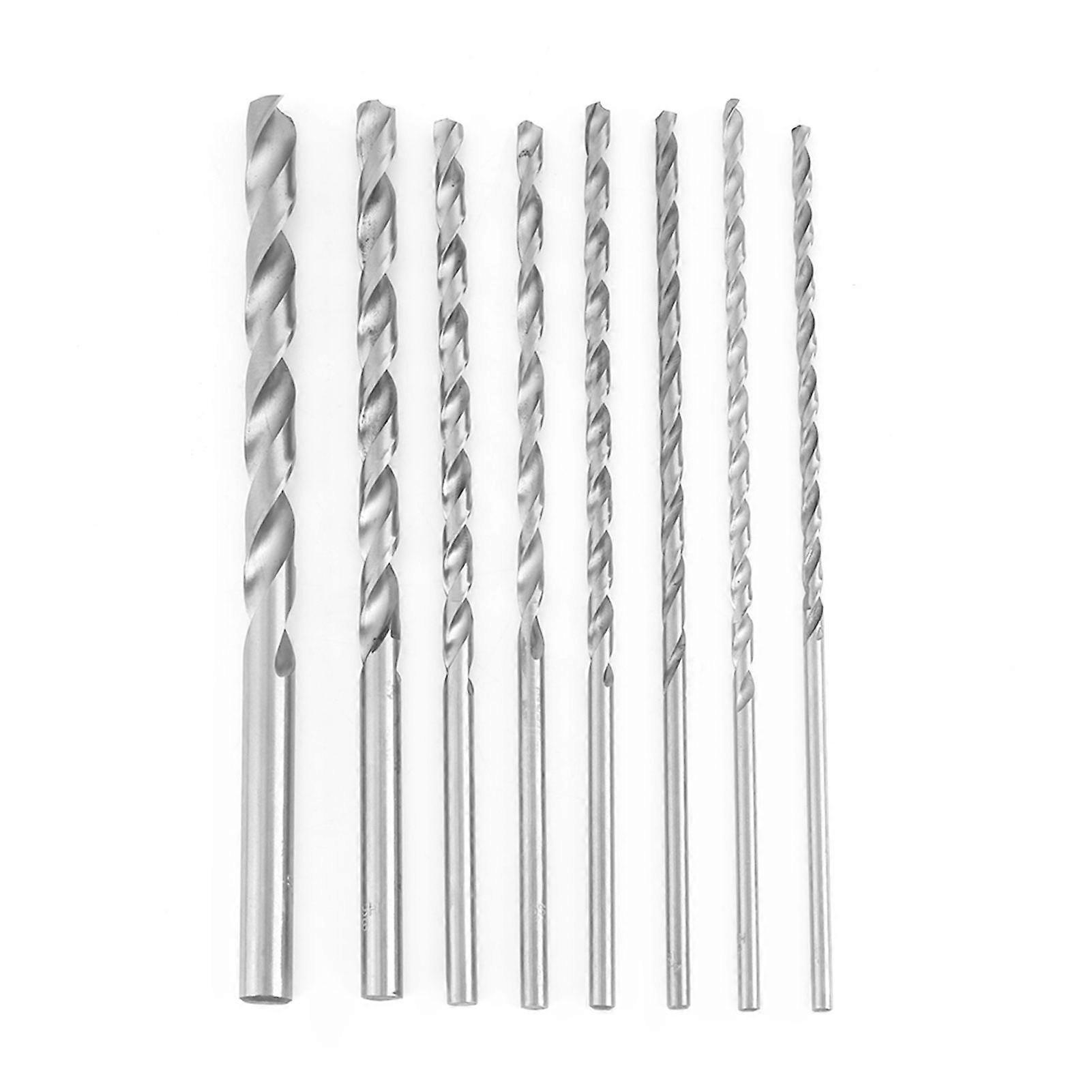 8pcs Extra Long High speed Steel Straight Shank Twist Drill Bit Tool 4-10mm For Wood
