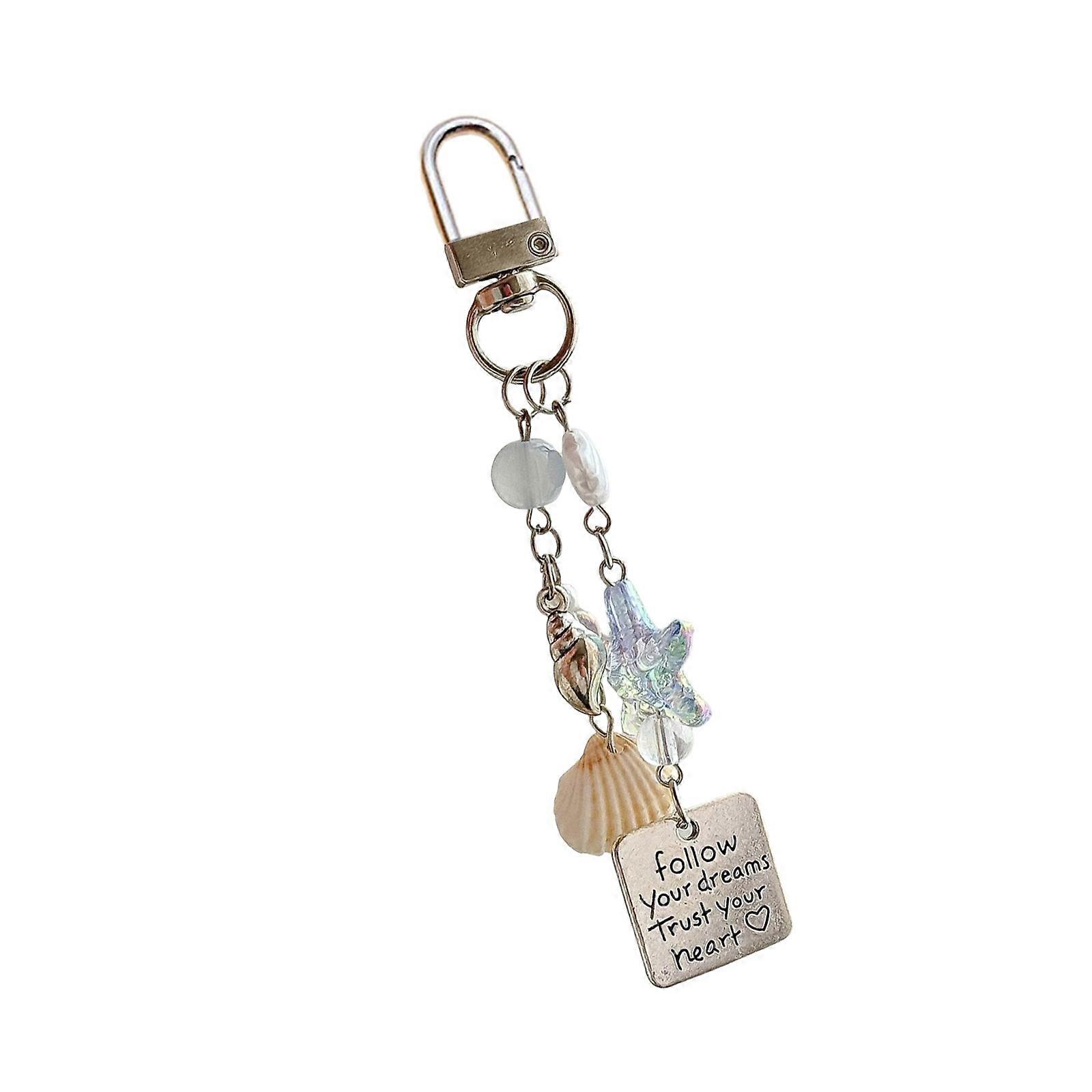 Metal Keyring Vintage Starfish Shell Shape Keychain Key Chain Bag Accessory Fashionable Everyday Carry Item Multicolor