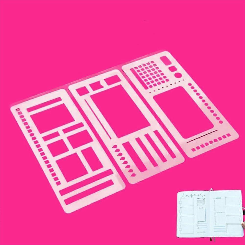 Handmade Journal Stencils 3-Pack - Reusable Planner Templates for Checklists, Boxes & Daily Planning, DIY Craft Supplies Drawing Template
