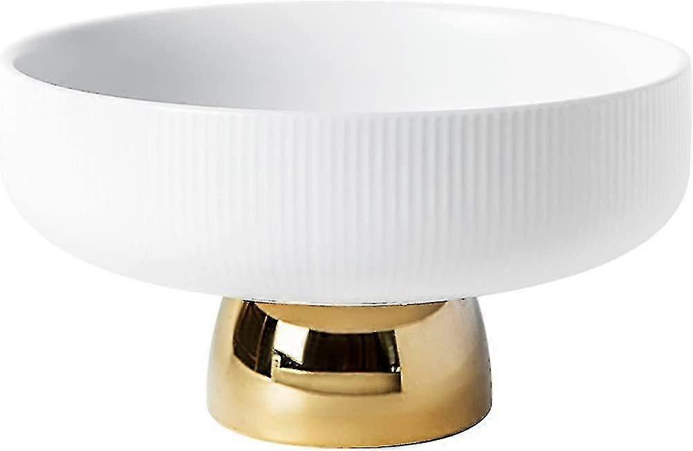 8-inch ceramic bowl with feet, three-dimensional stripe design, multi-functional decoration