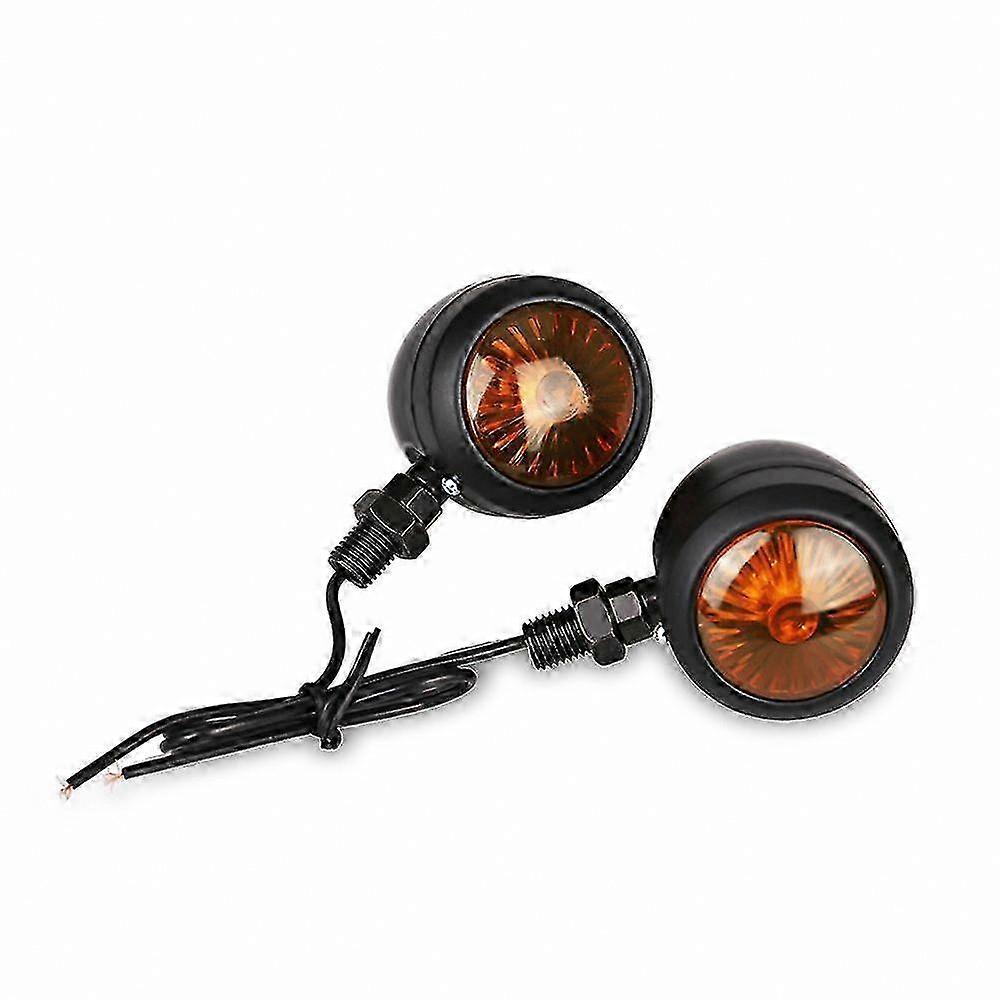 Universal 12V Motorrad Blinker - Retro Metall Blinker, Schwarz Chrom, 2er Pack