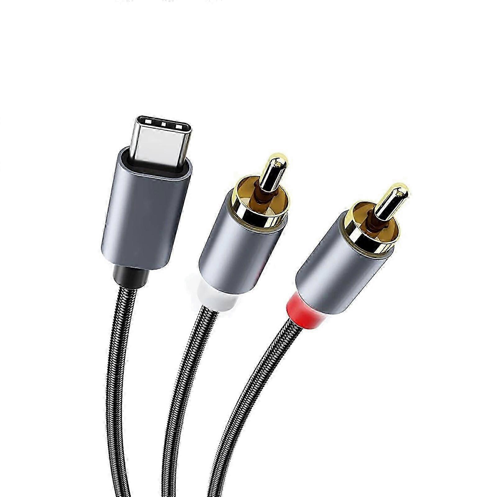 Type C to 2RCA Adapter Cable Plug and Play Cord Y Splitter Wire Line for Smartphones to Mixers Amplifiers