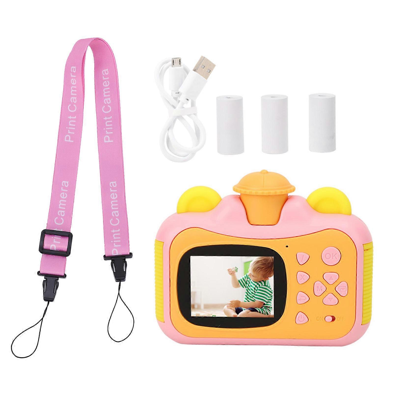 Instant Print Camera Toy Portable Digital Colorful Screen DIY Children Kid Camera ToyPink