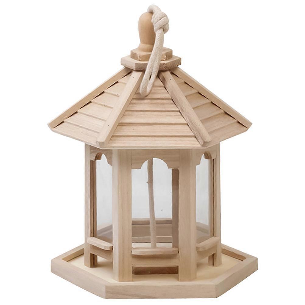 Light Brown Plastic Bird Feeder Cage for Small Birds Easy to Install and Clean Simple Hanging Design Suitable for Parrot 6.5 Inches