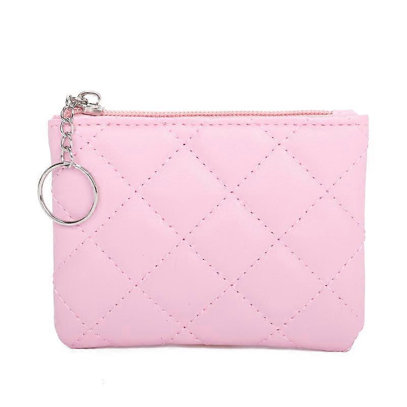 1 pc Women Small Coin Purse Zipper PU Leather Wallet with Key Ring
