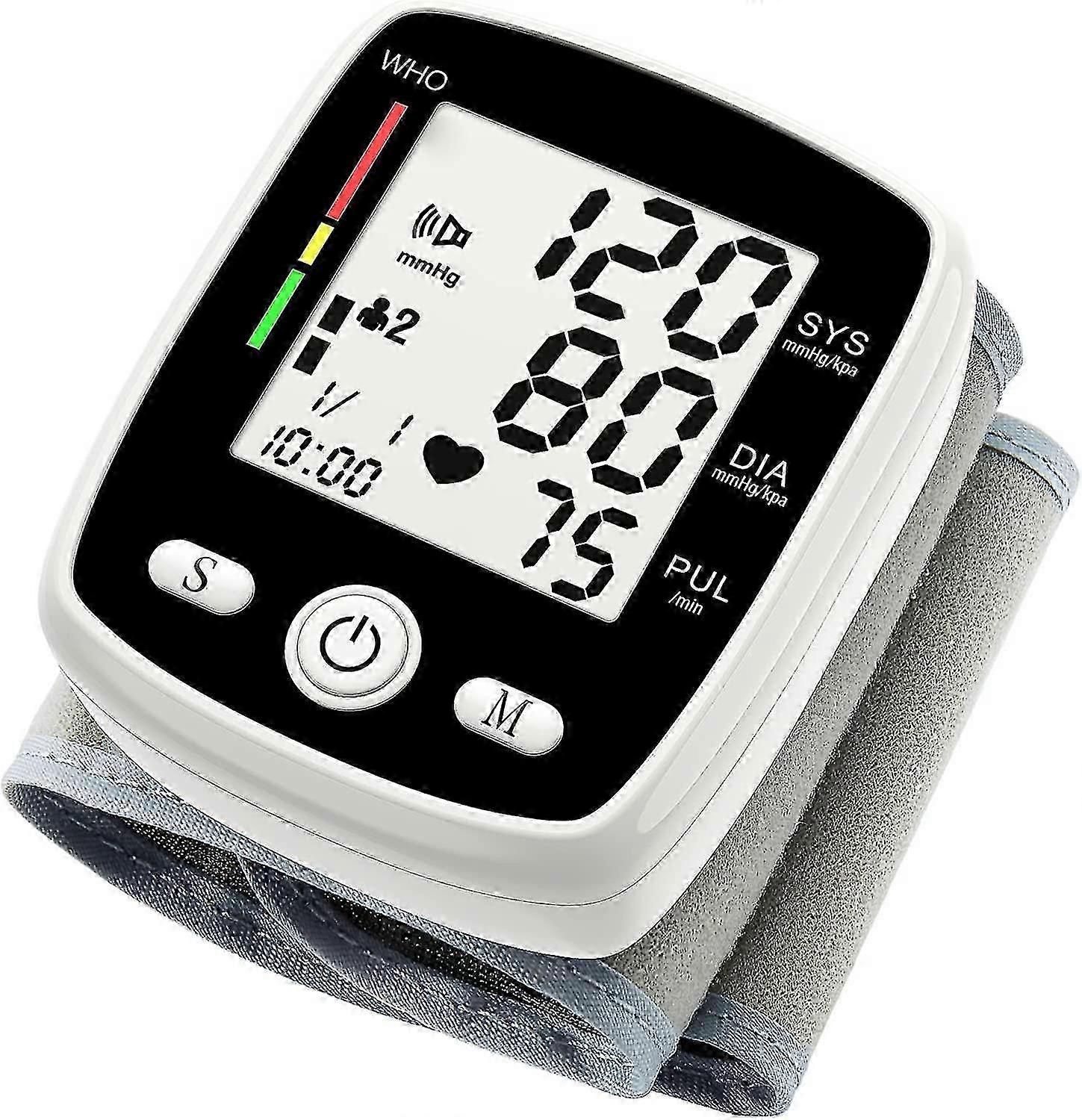 Wrist Blood Pressure Monitor, Automatic Blood Pressure Kit Bp Cuff Carrying Case Irregular Heartbeat Detector 99 Readings Memory 2 User Large Disp