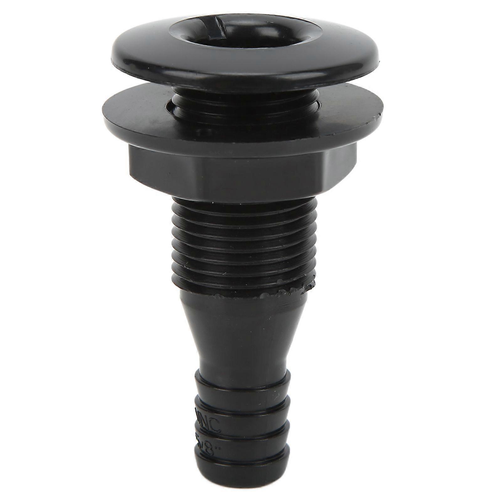 5/8in Thru Hull Fitting Straight ABS Impact Resistance Hose Connector Accessory for Boats MarinesBlack