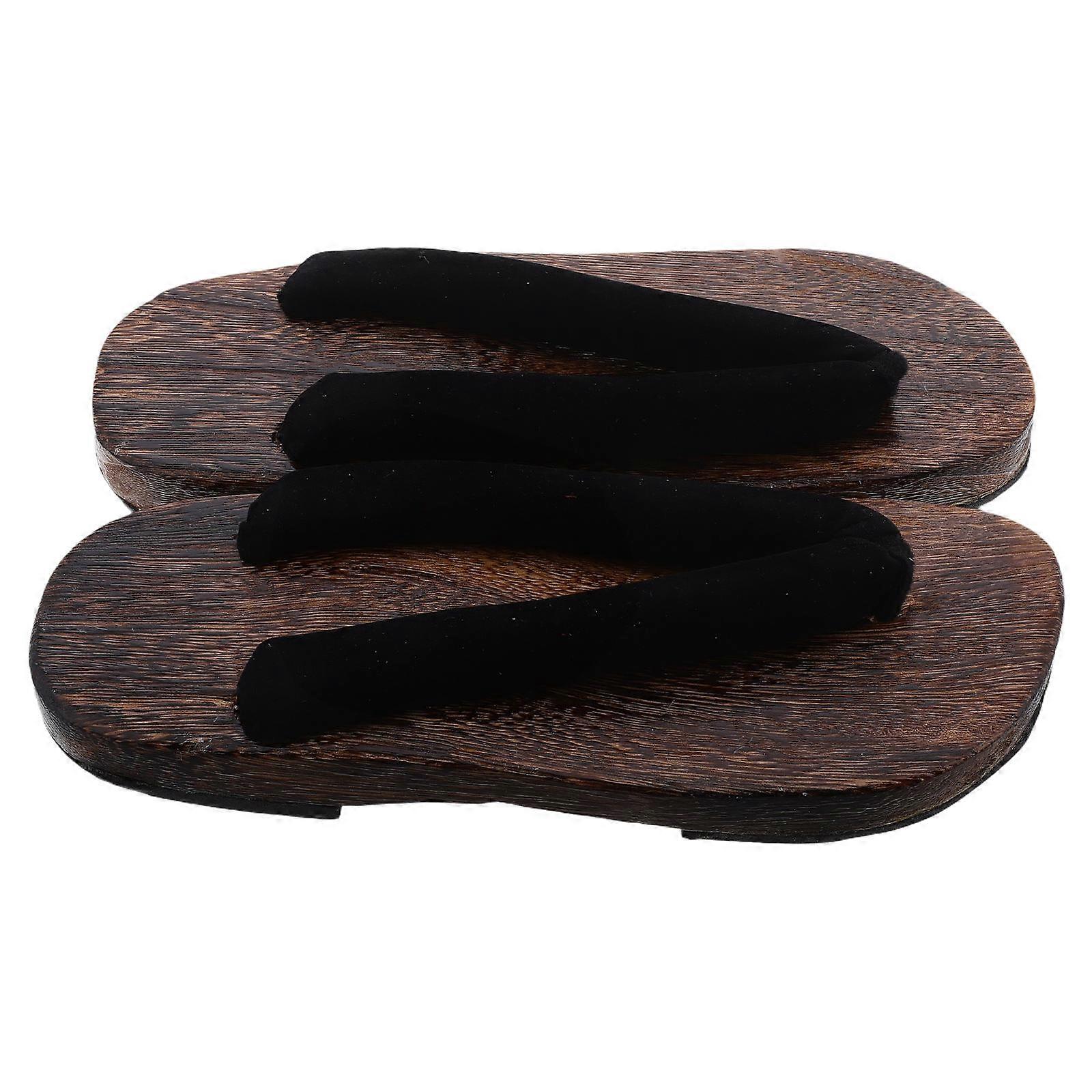 Men's Traditional Japanese Wooden Clog Sandals for Cosplay 3Pcs Set