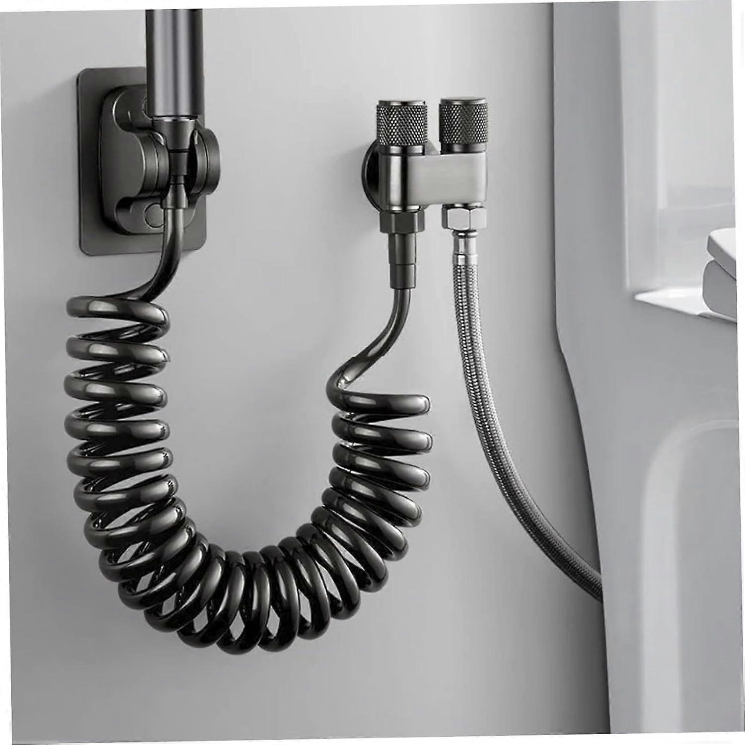 Toilet Faucet 1In2Out Dual Control Valve, Alloy G1/2, Double Control for Sprayer, Bathroom Cleaning