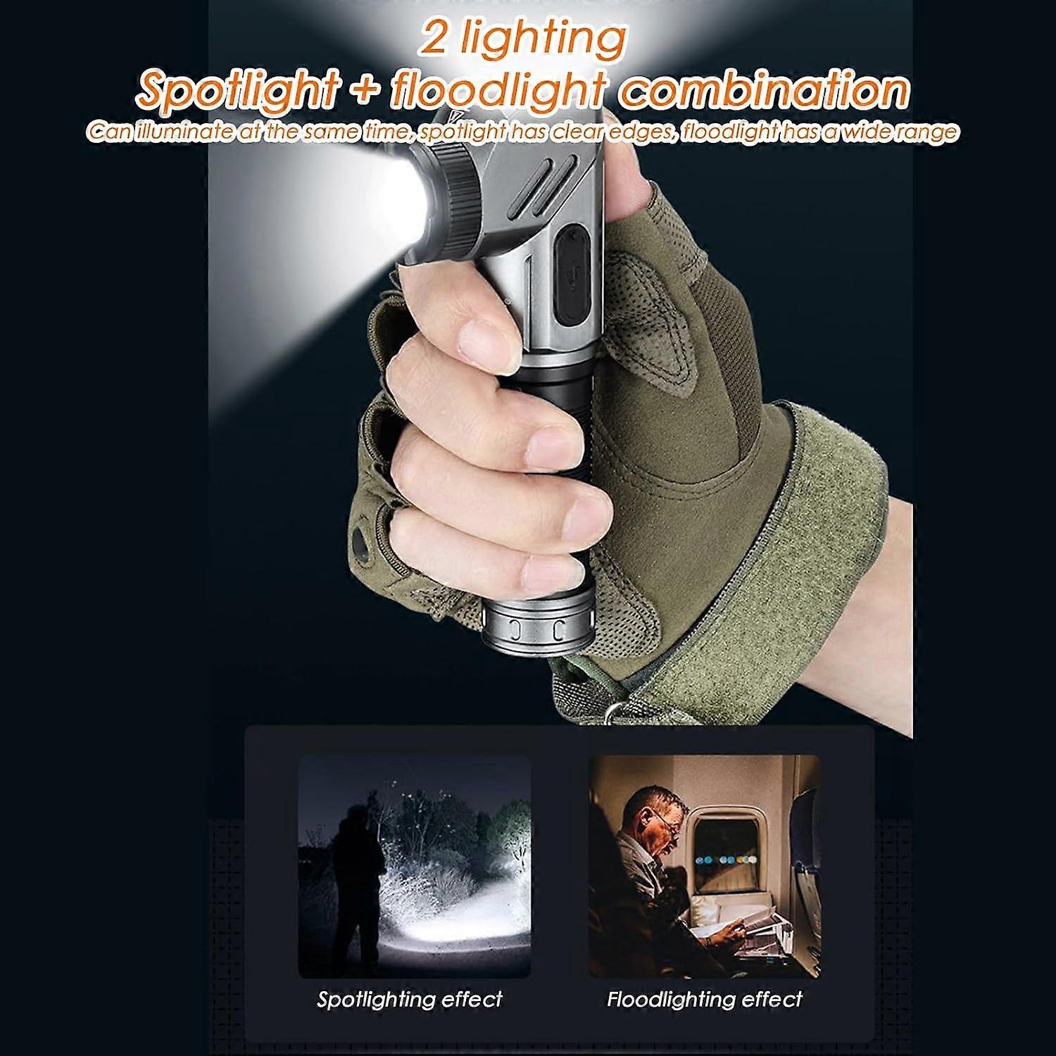 Rechargeable Work Light Magnetic Flashlight 90Degree Adjustable Corner Outdoor Portable Torch For Security Camping