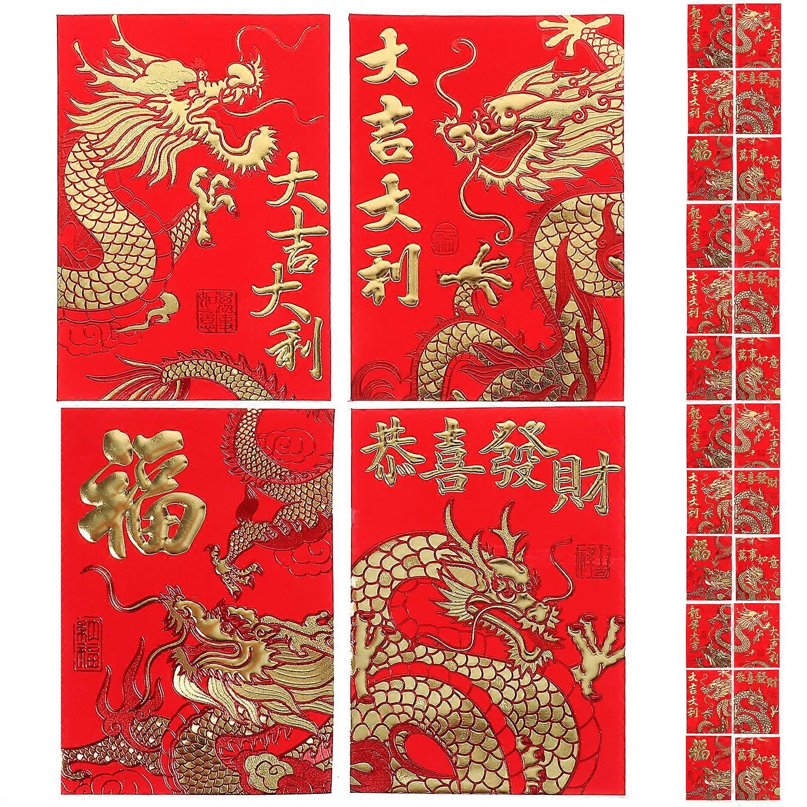 Spring Festival Red Envelope Creative Red Pocket for Weddings Paper Assorted Color Cash Holder 60Pcs
