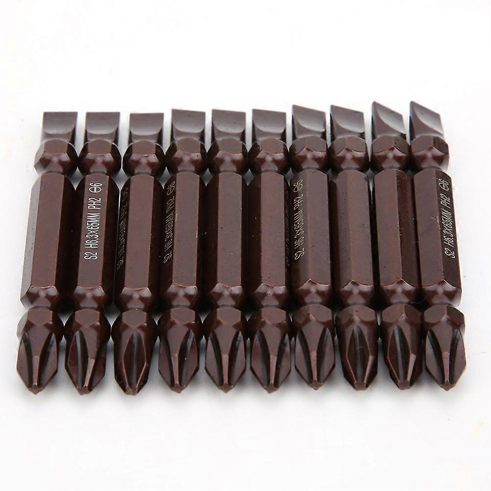 10PCs Double Ended Screwdriver Bit Hardware Parts Screws Tools Magnetic S2 H6.3 x 65MMDouble Ended S2 H6.3 x 65 x PH2 / SL6 Red