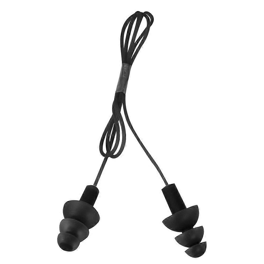 Waterproof Soft Silicone Corded Noise Prevention Swimming Earplugs Earmuff(Black)