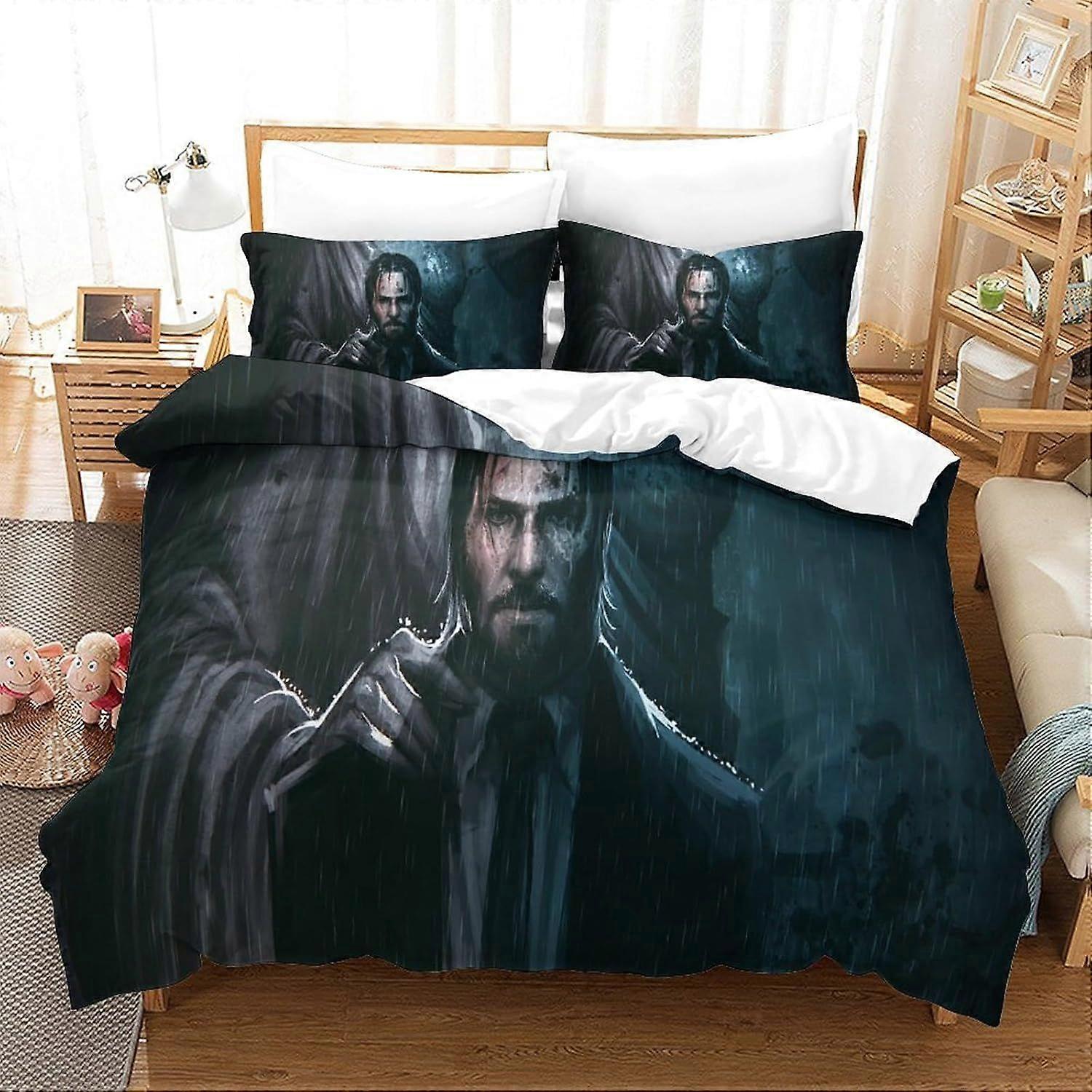 W236 Bed Set John Walker Super Killer with Duvet Cover And Pillowcase,with Invisible Zip, 3 Piece Set with Zip And 2 Pillowcases, M236