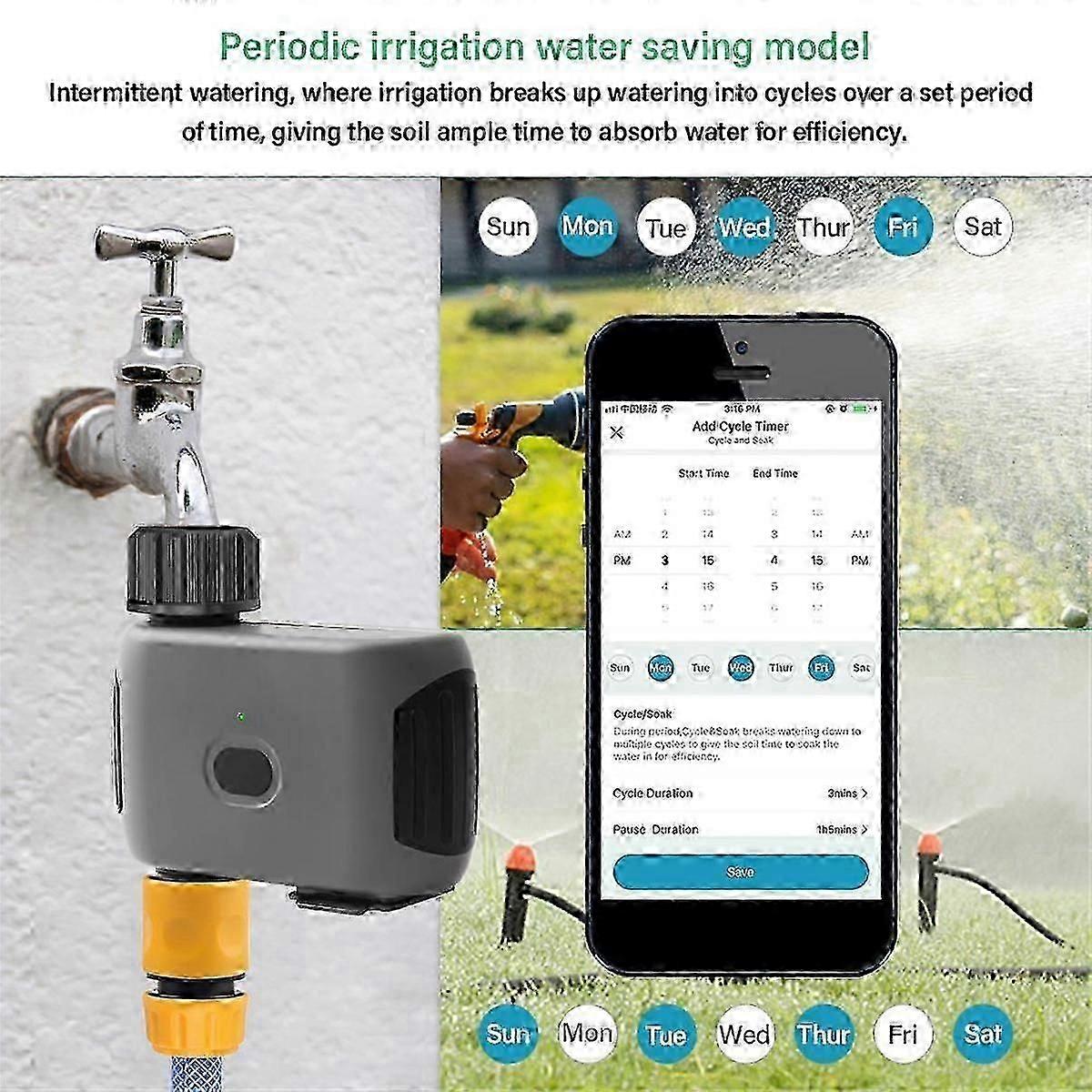 WiFi Smart Water Timer compatible with Garden Hose, Sprinkler Irrigation Timer with Hub, compatible with Tuya Automatic Watering Timer EU Plug