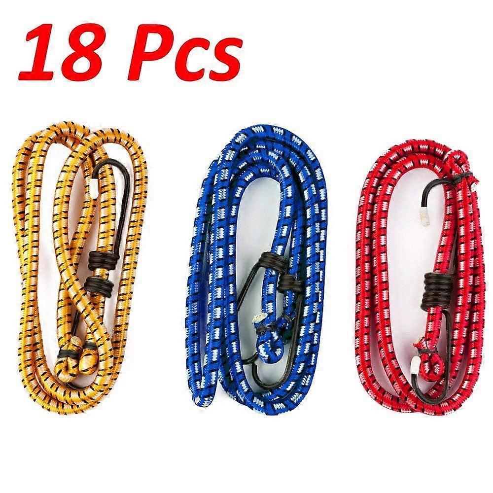 Wideskall 18 Pieces 30" inch Extra Long Bungee Cords with Hooks, Assorted Color