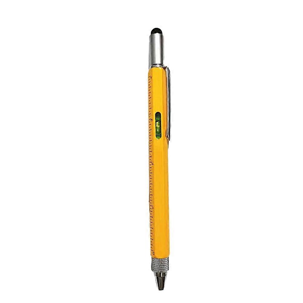 Multi-function tool pen spirit level scale touch screen 6in1 metal ballpoint pen