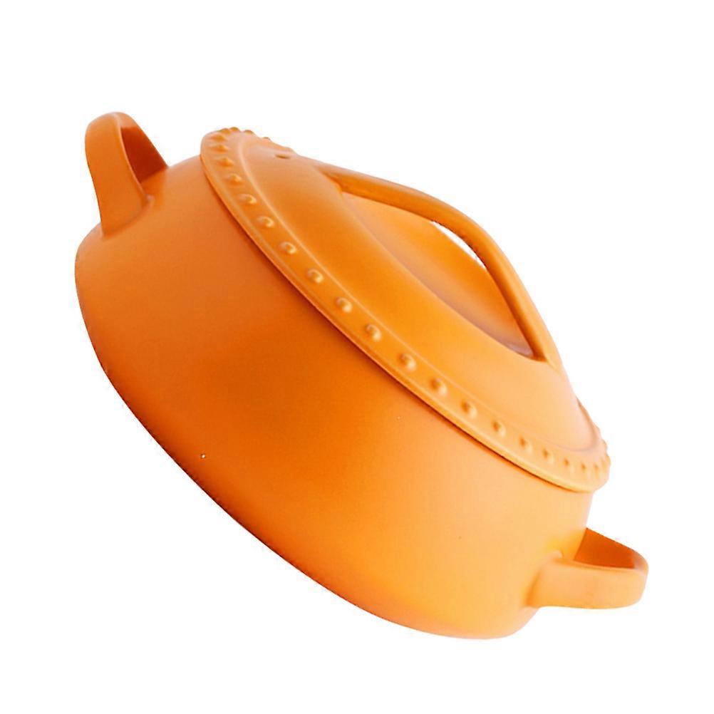 Ceramic Pot Soup Pot with Lid for Home Use 1Pcs Orange Earthenware