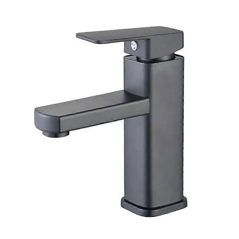 Basin Faucets Black Chrome Finish Deck Mounted Bathroom Sink Mixer Hot And Cold