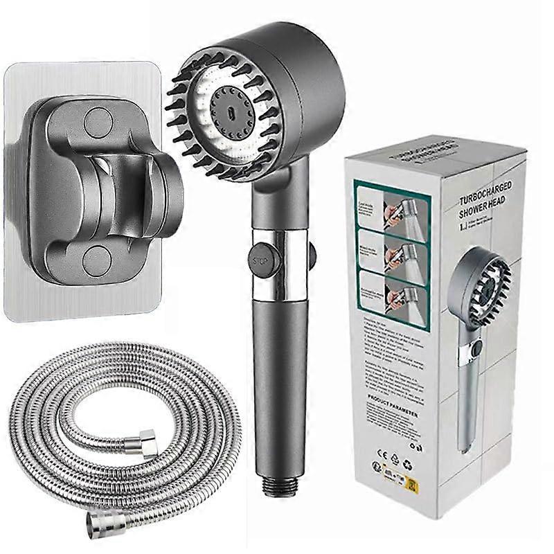 Filtered High-Pressure Shower Head with Water-Saving Filter, 3 Spray Modes, Anti-Clog Design, Flexible Black Hose