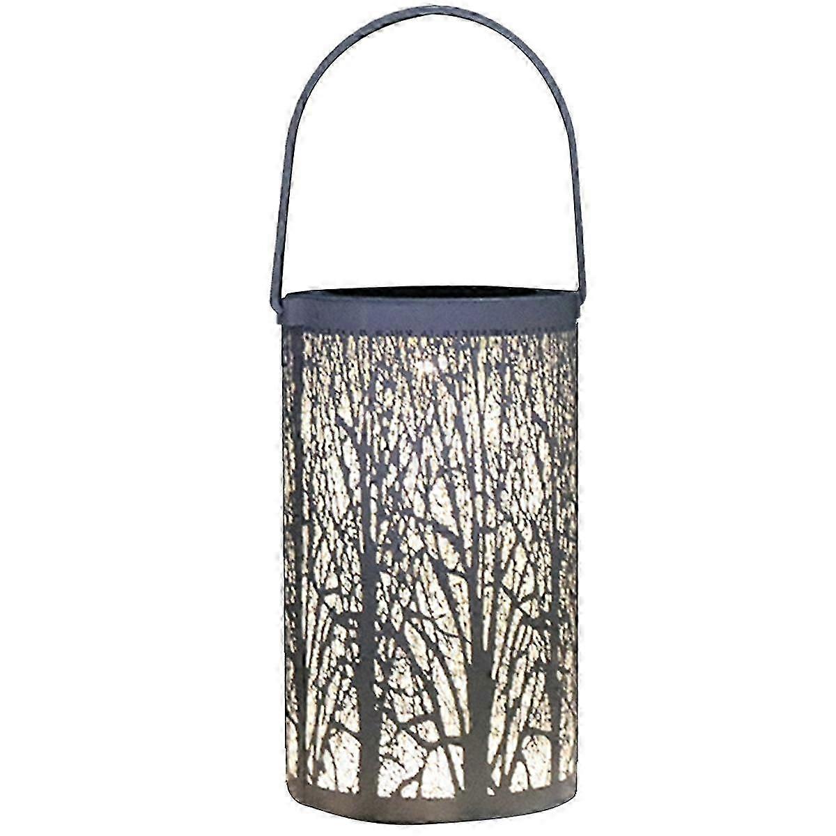 Lampe solaire creuse en forme de tronc d'arbre blanc, éclairage décoratif d'extérieur en fer, idéal pour un jardin ou une cour