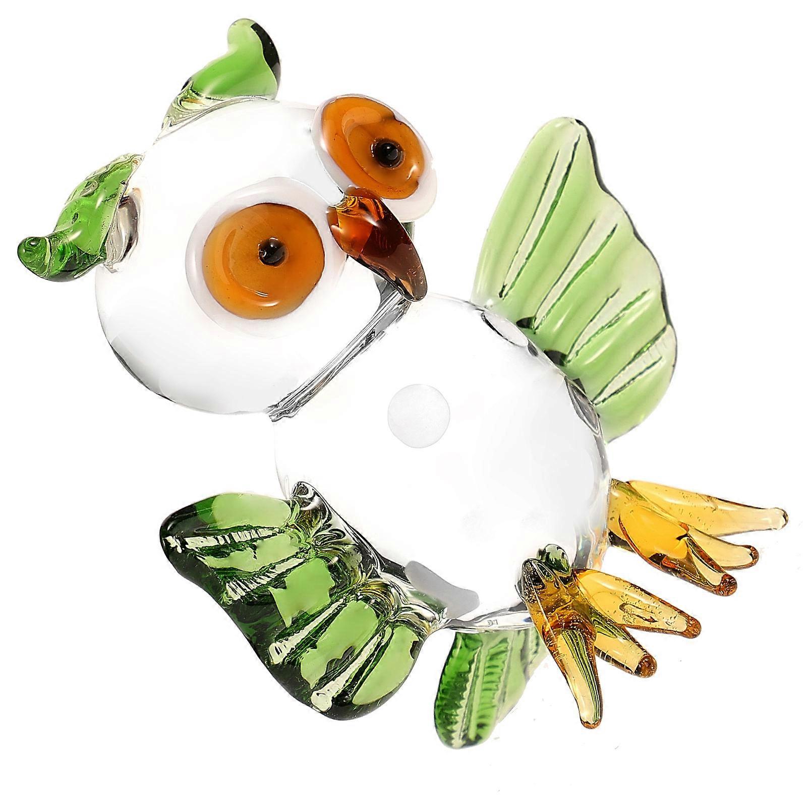 Cartoon Owl Figurine Glass Owl Ornament for Display with Multi Color