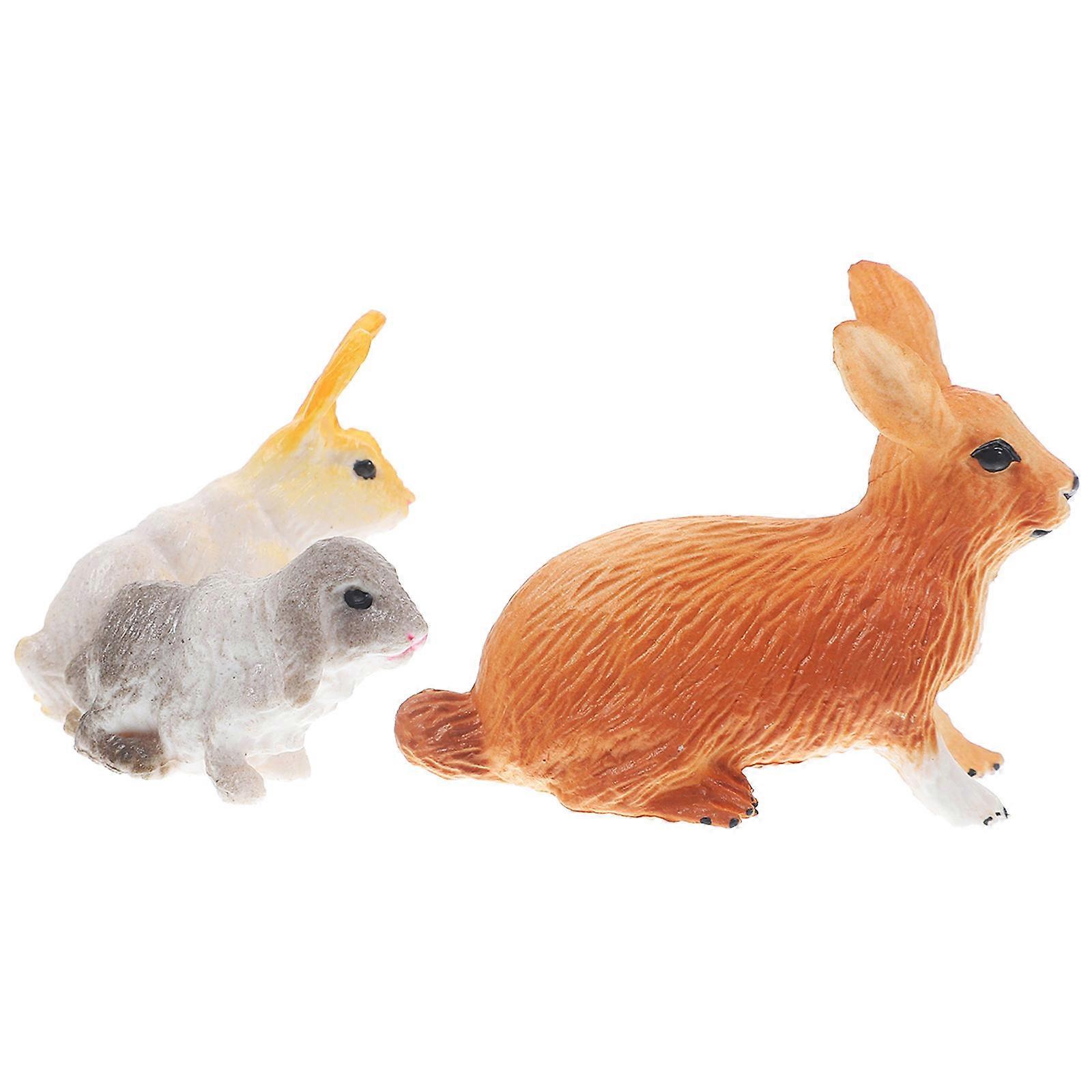 Plastic Rabbit Model Simulation Rabbit Decor for 4Pcs Figurine Set