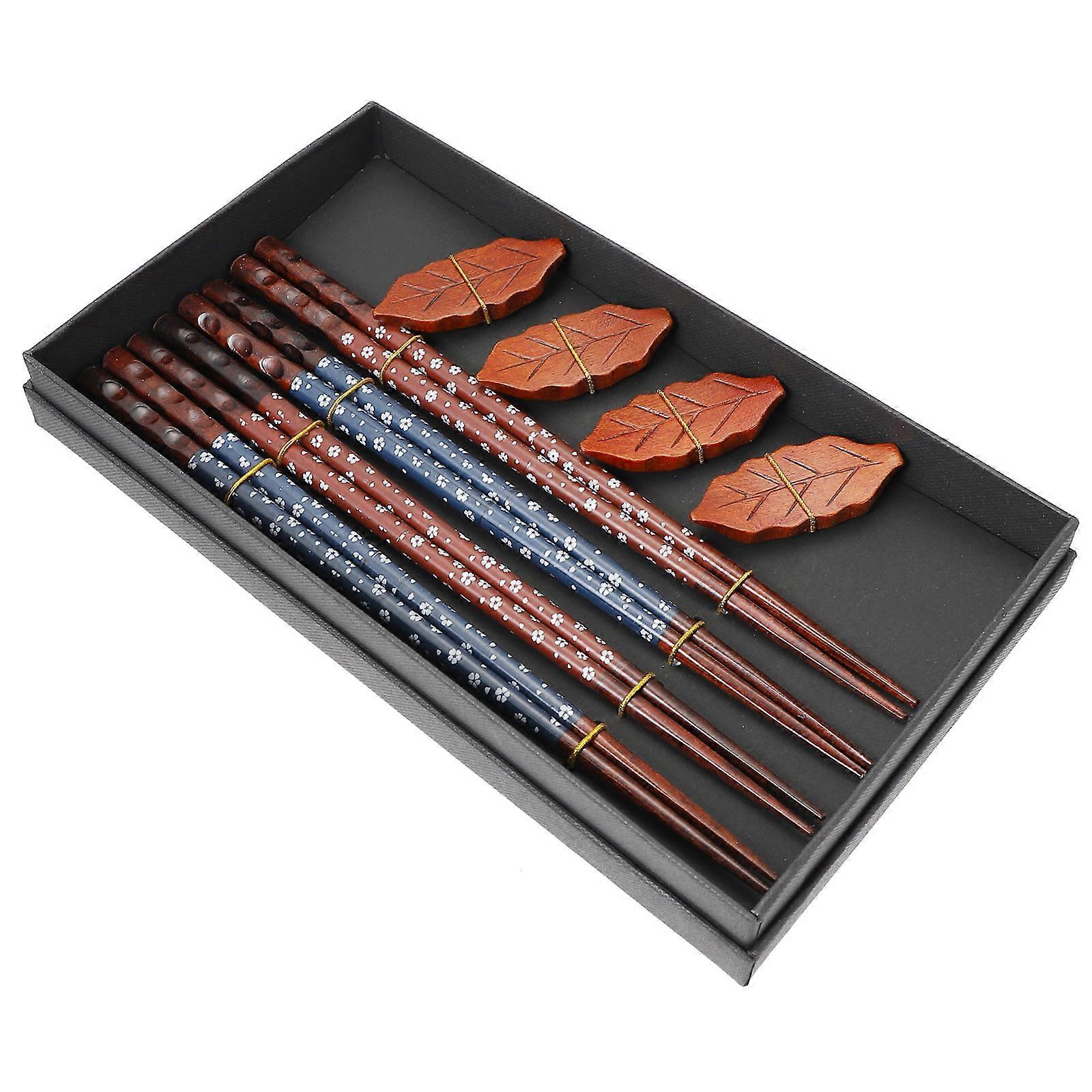 Chopsticks 1 Set Wooden Chopsticks Portable Set Multi Color Ideal For 4Pcs