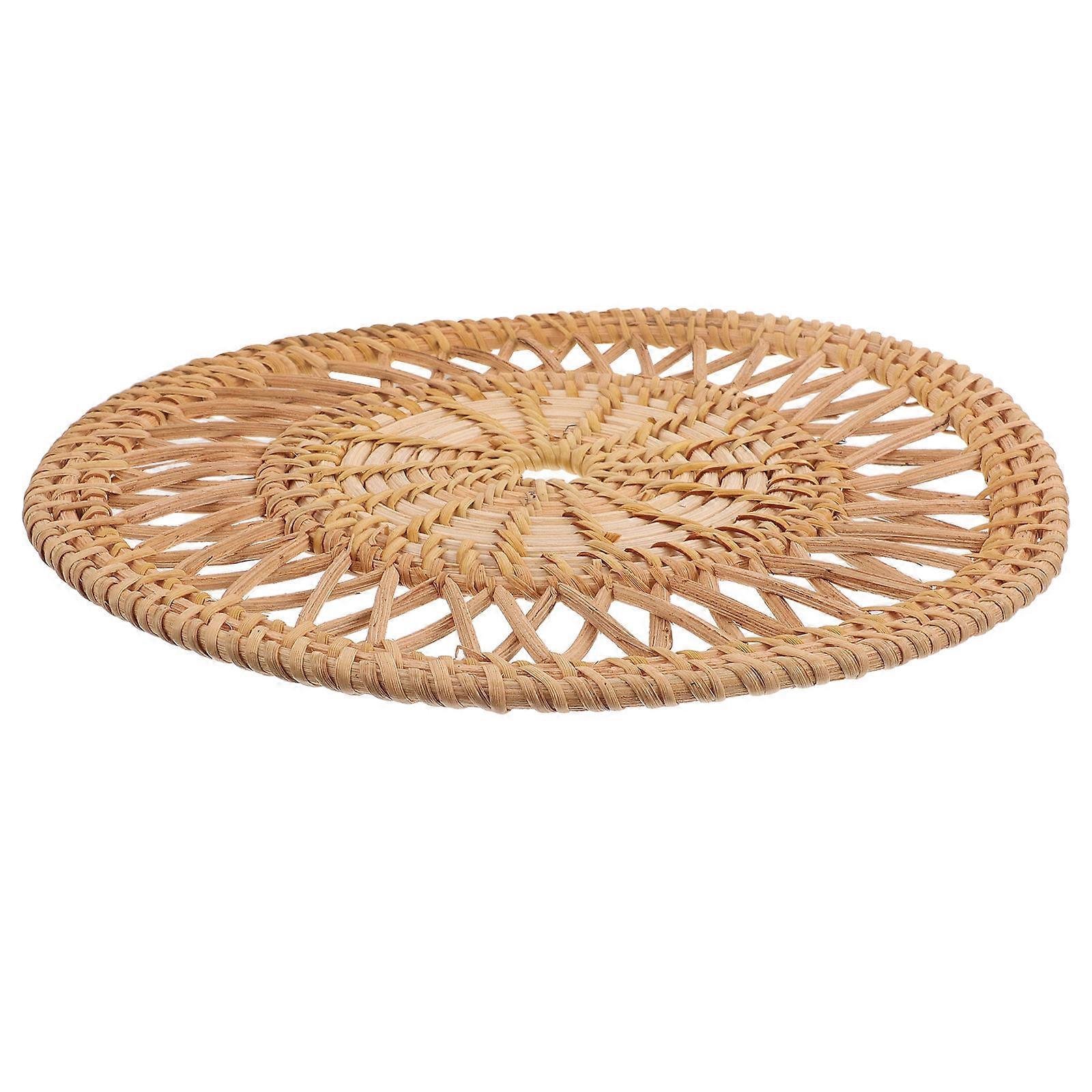Round Rattan Coasters 3Pcs Crafted For Coffee Table Dining Table Decor Heat Resistant And Slip Resistant Functionality