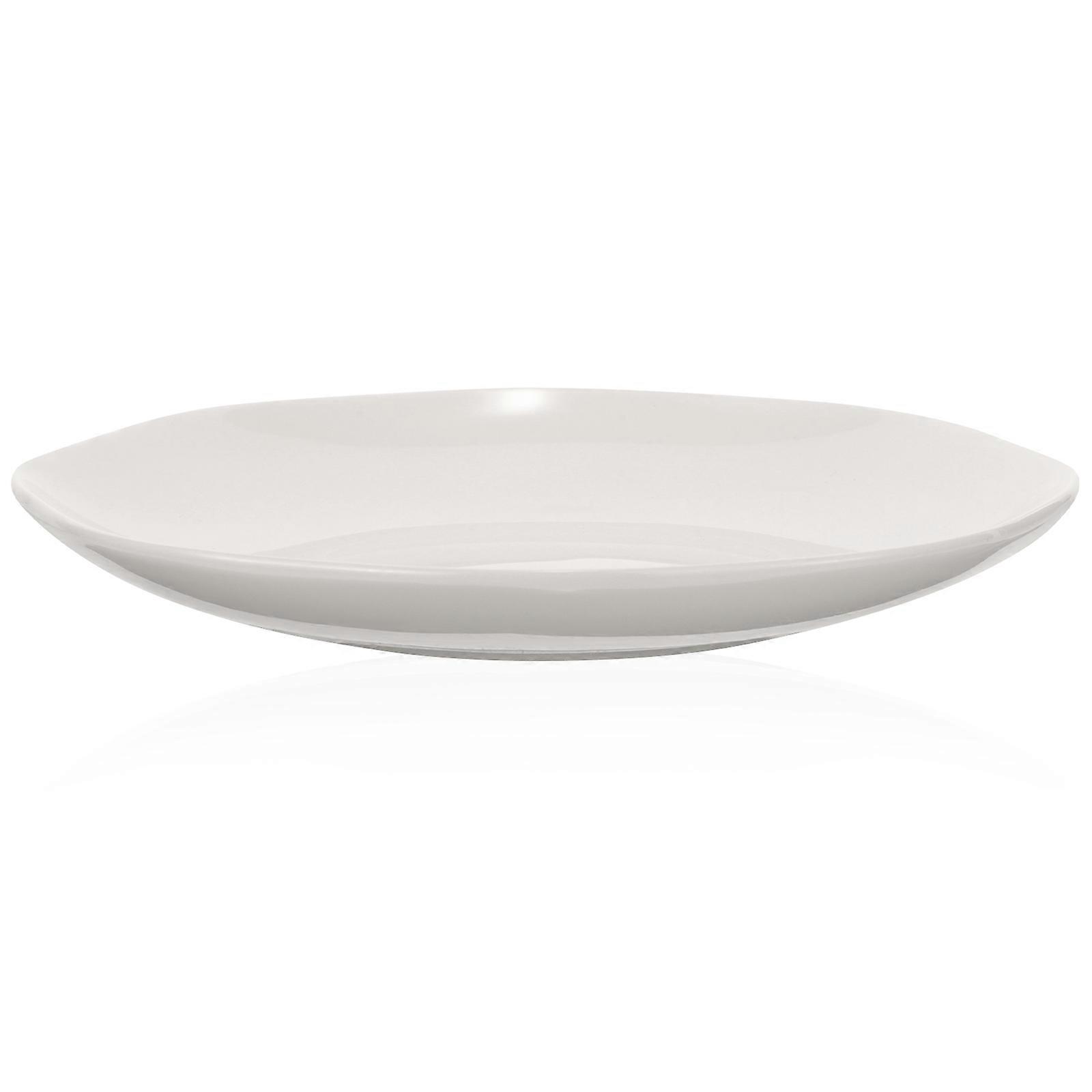 Deep Dining Plate Ceramic Tray for Household Use 4Pcs Serving White