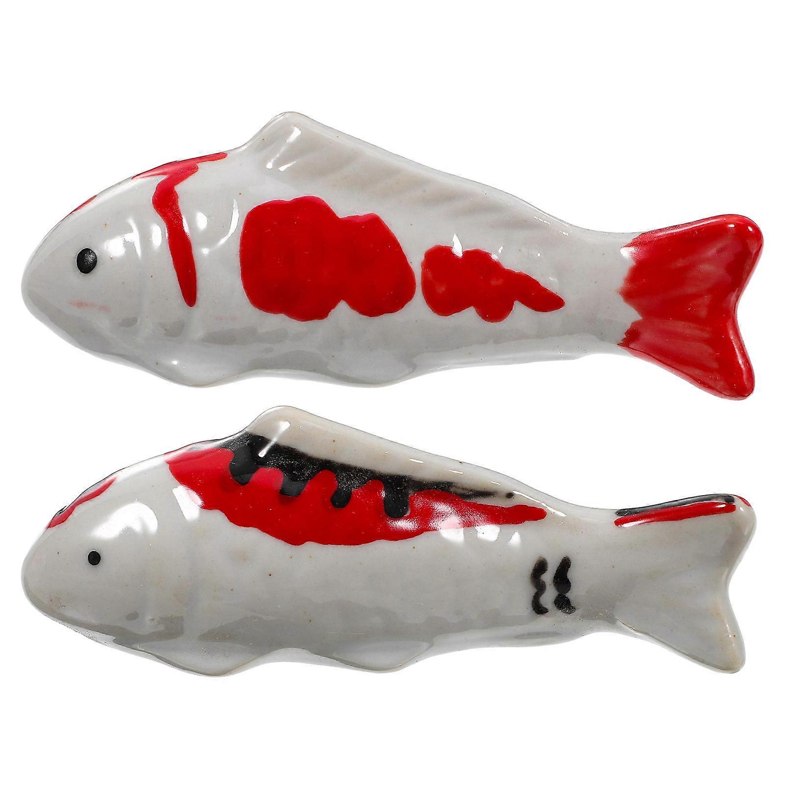 Fish Ornament Ceramic Floating Fish Decoration for Aquarium Use 2Pcs