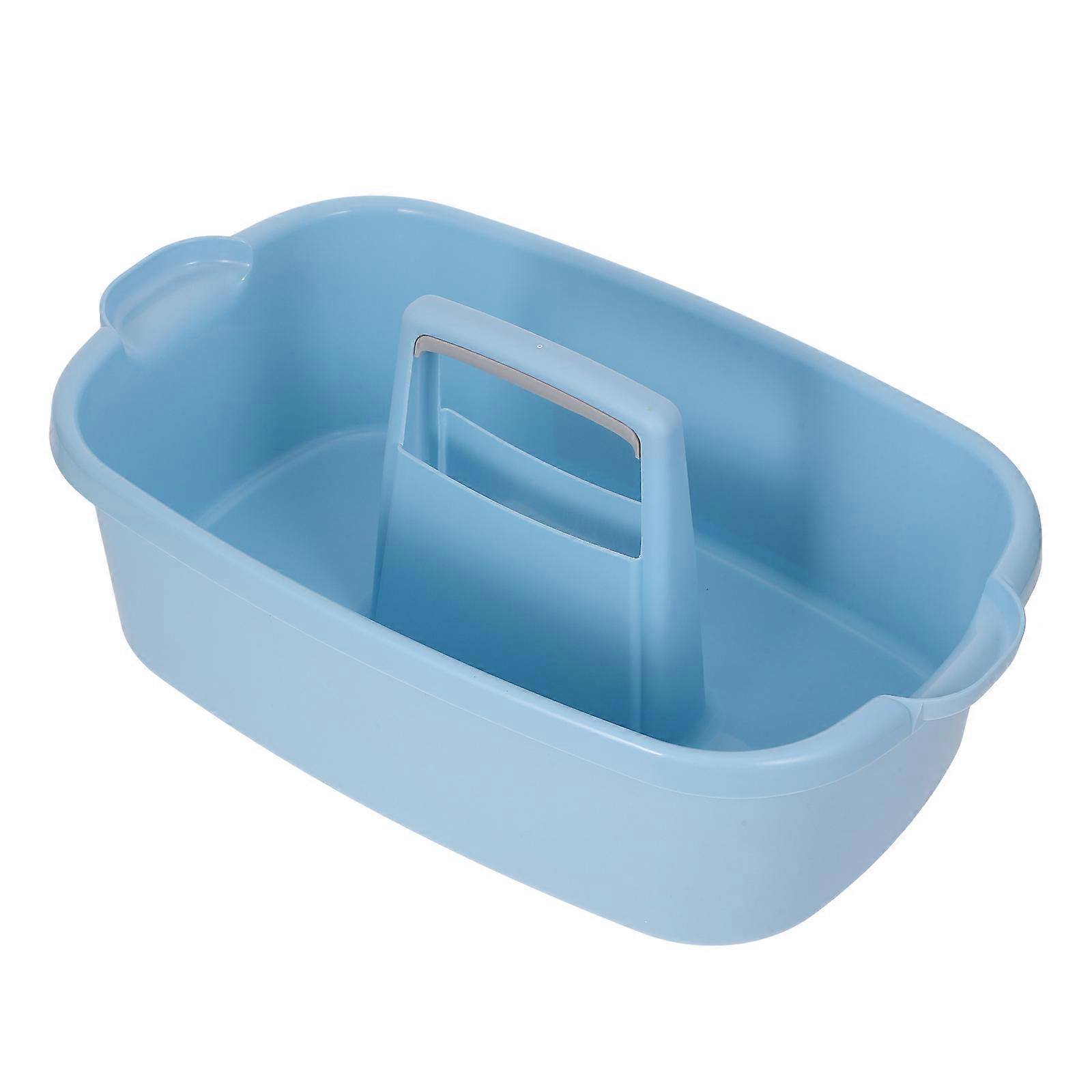 Plastic Tote With Handle For Miscellaneous Items Home Organization Multifunctional Use Sky-Blue Durable ABS Material 1Pack