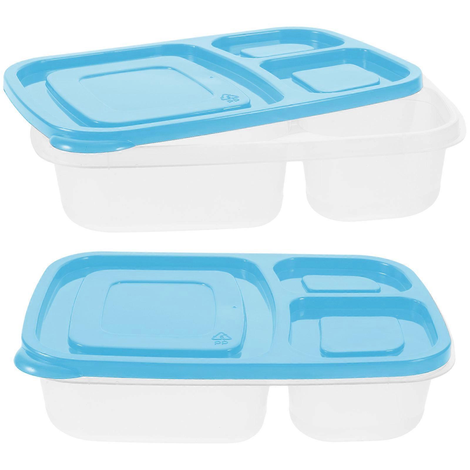 Plastic Bento Box Portable for School Use 6Pcs Three-Grids Lunch Container