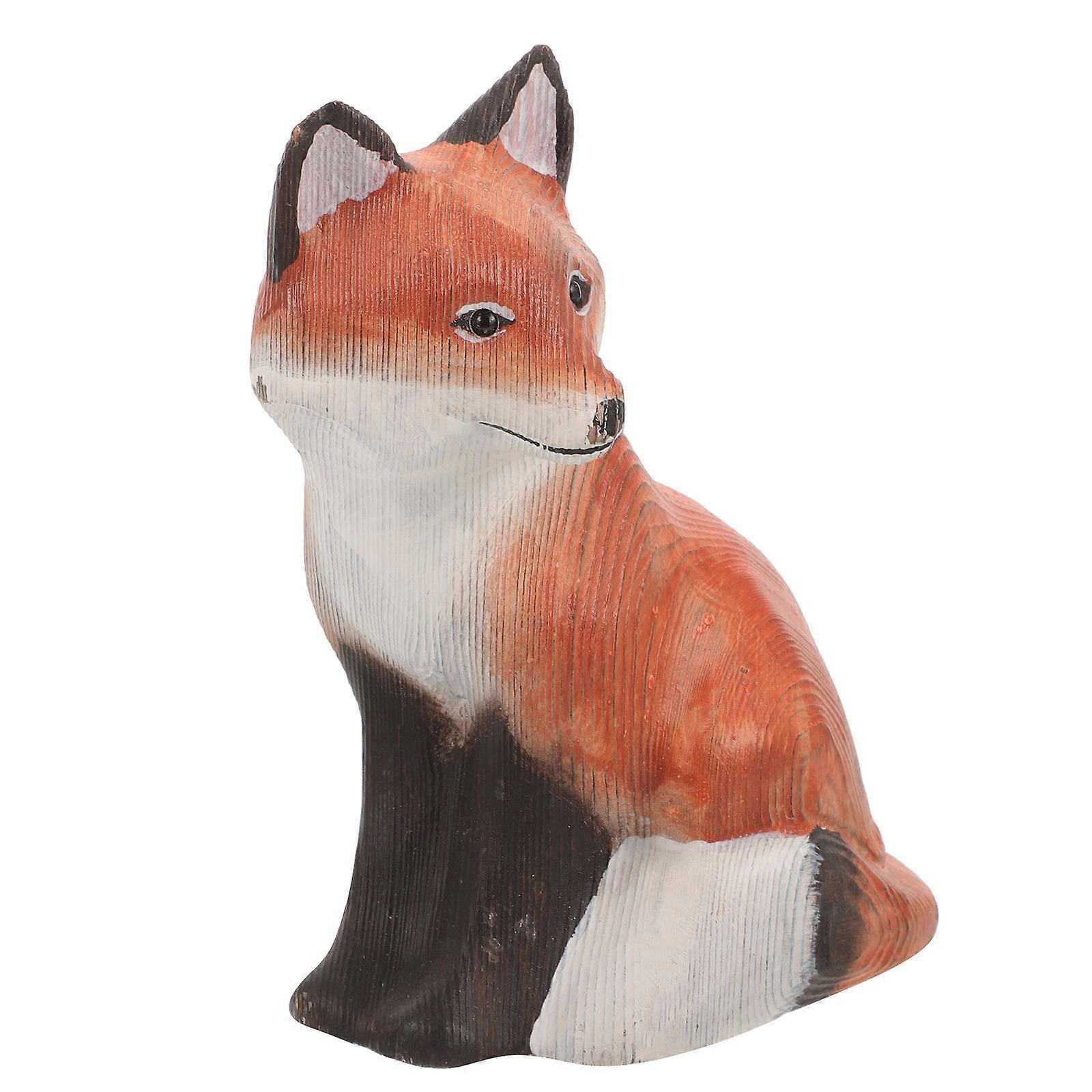 Fox Figurines Wooden Craft for Decoration Use 5Pcs Tabletop Statue