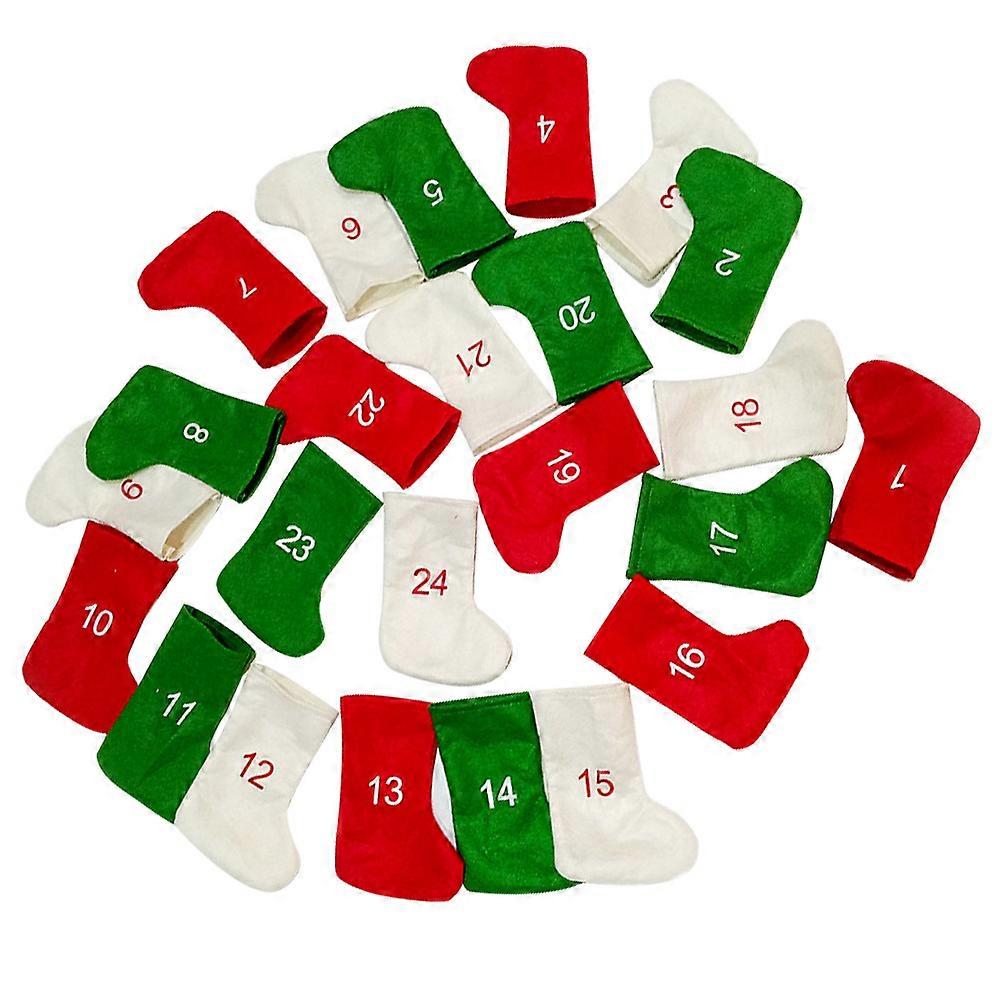 Christmas Hanging Pendant Socks Decor for Countdown 24Pcs Set