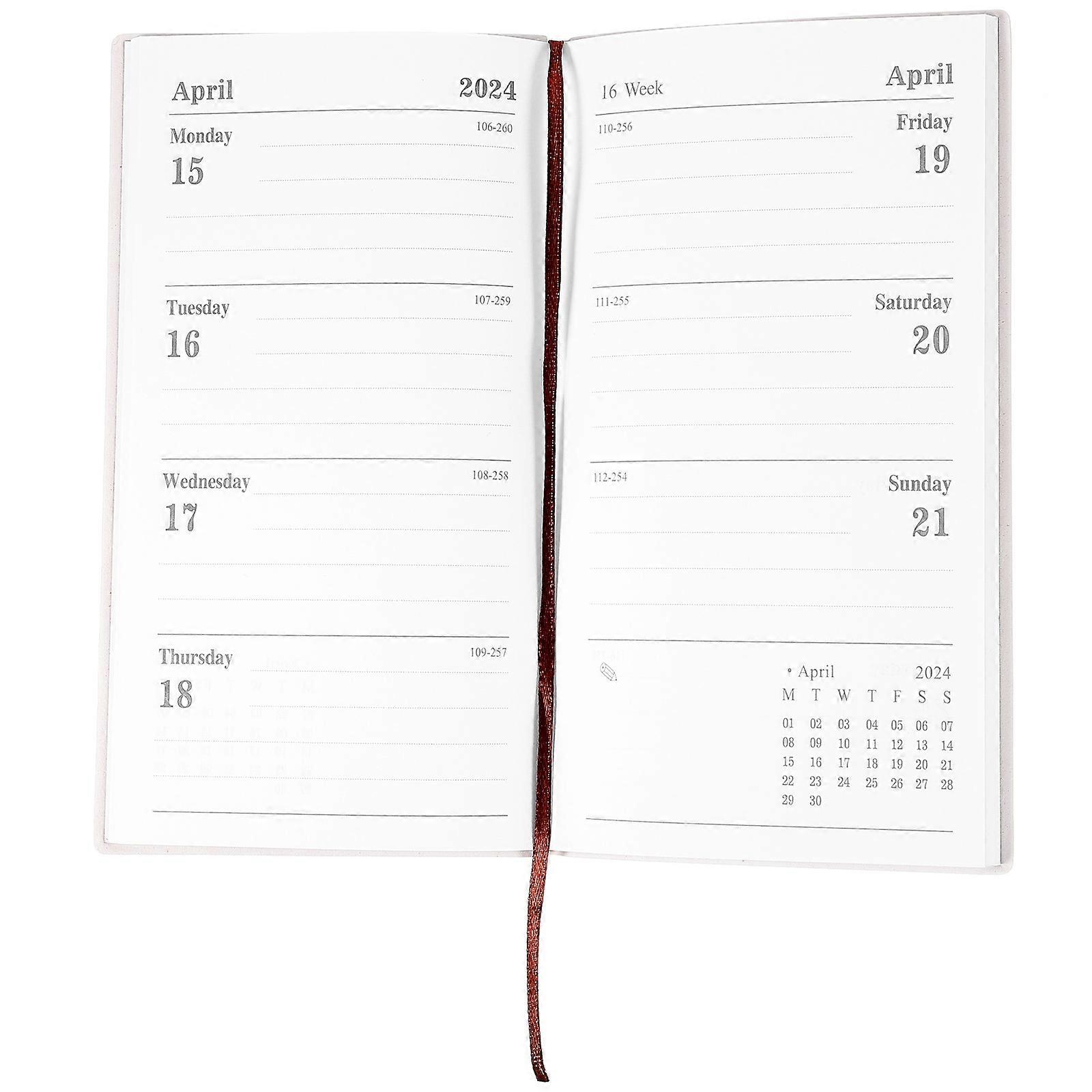 3Pcs English Notebook Planner 2024 For Daily Use By Office Workers And Teachers Grey Rectangular Time Management