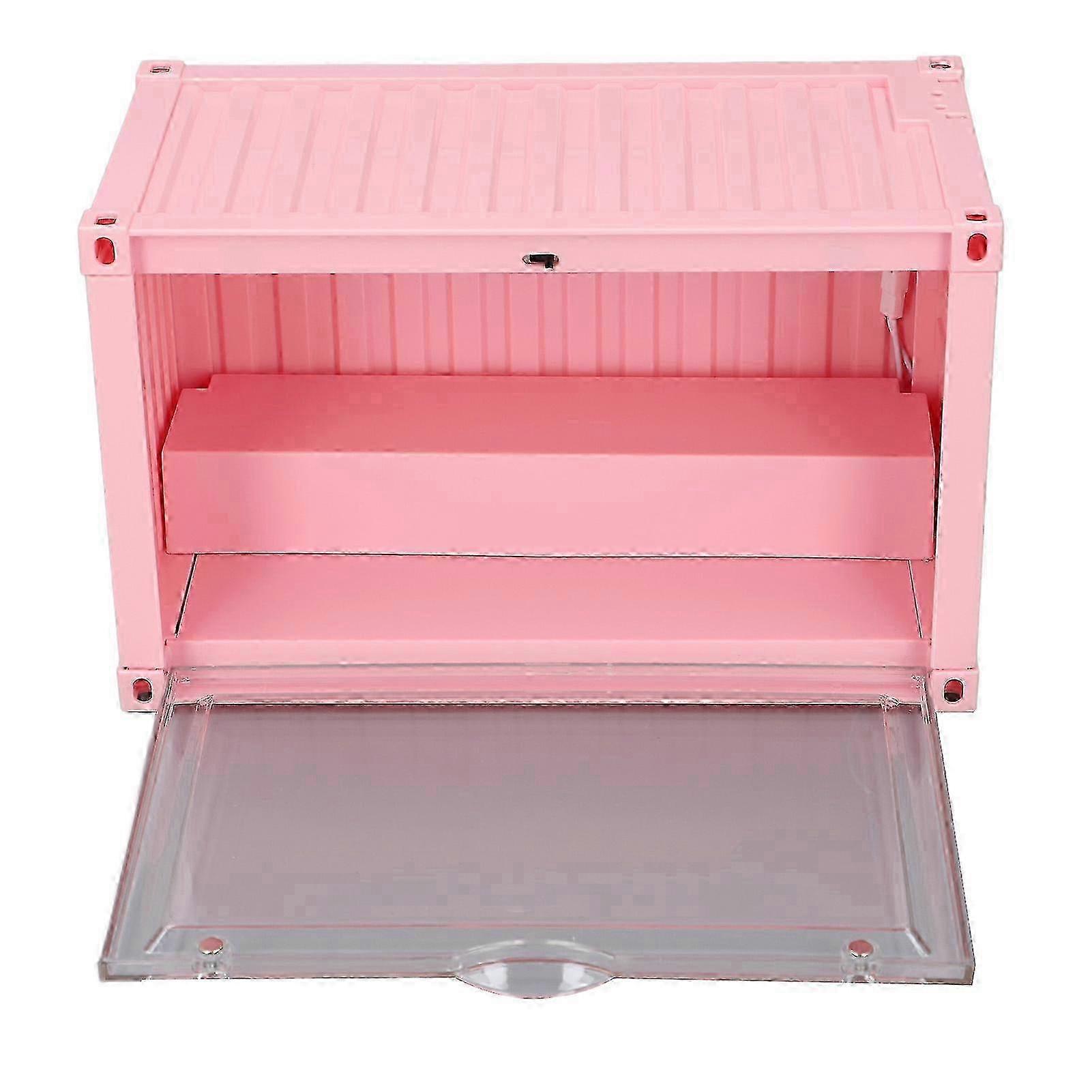 Miniature Figures Display Case LED Lit Dustproof Stackable Mini Action Figures Display Case for Toys Models Roseate