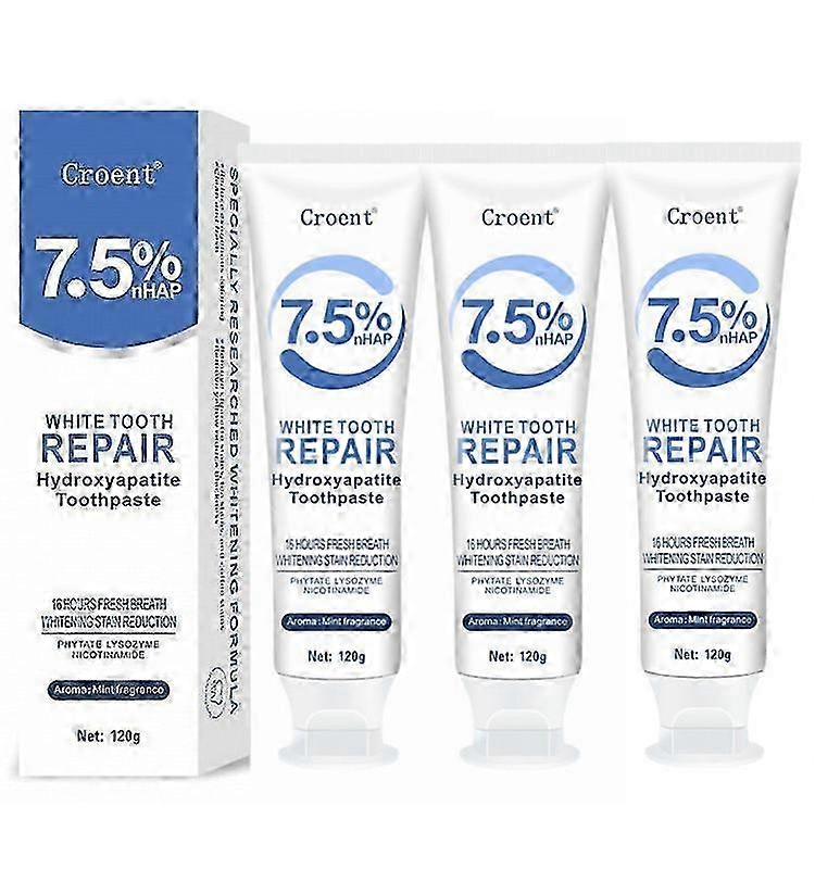3X Hydroxyapatite Toothpaste for Advanced Enamel Protection, Gentle and Effective Formula, Fluoride-Free Toothpaste for Sensitive Teeth