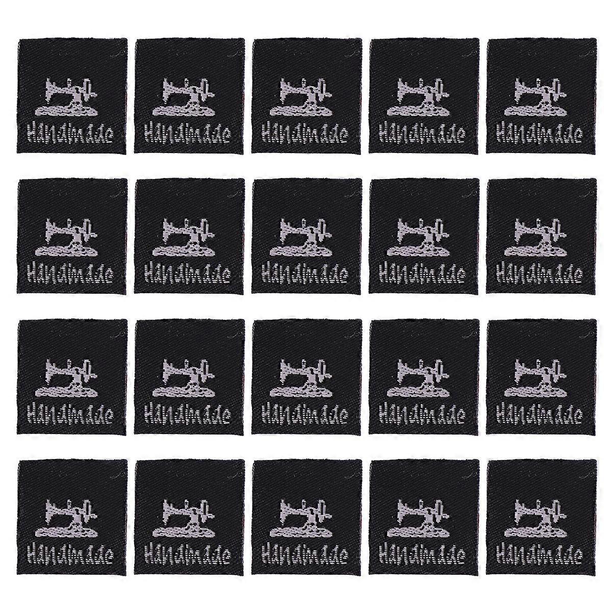 Håndlavede stofmærker til tøj, 100 stk., sorte