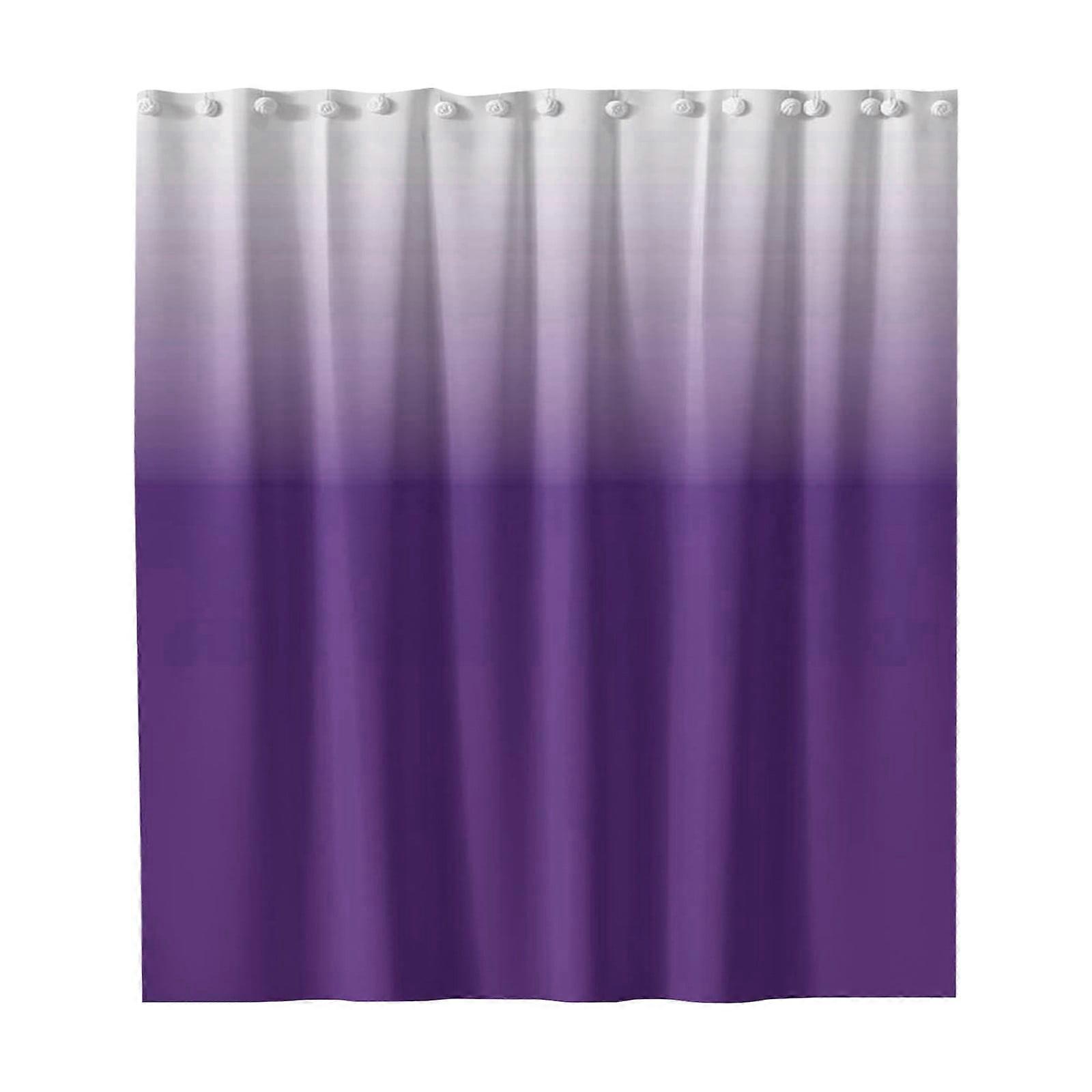Grey Purple Gradient Polyester Shower Curtain 180x180cm with Hooks - Bathroom Decor, 1 Panel