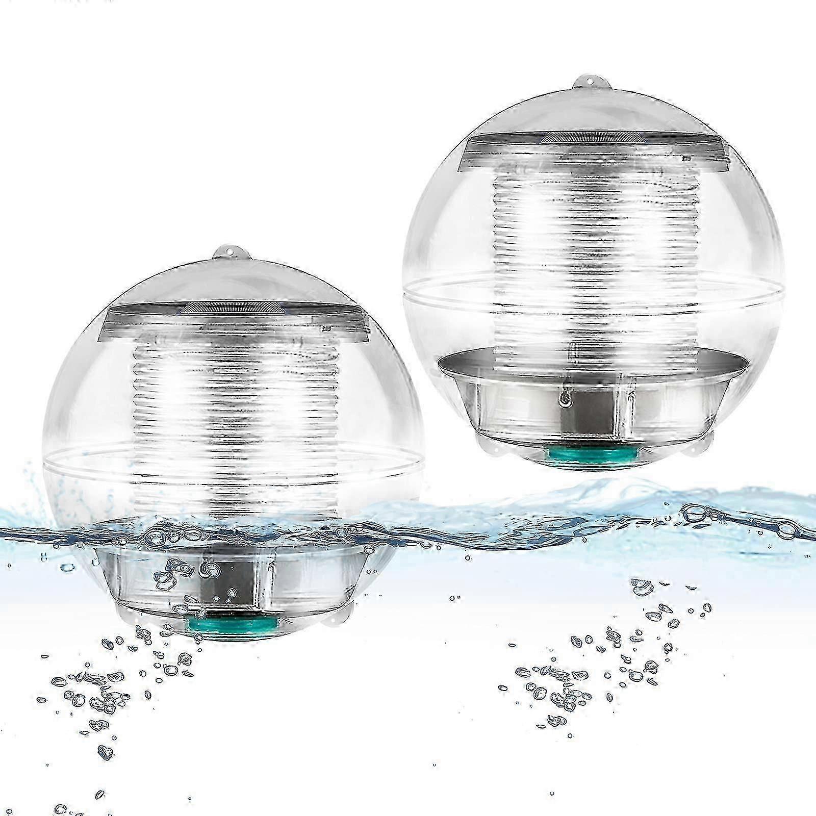 2-Pack Solar Floating Pool Lights with 7 Colour Changes, Waterproof Solar-Powered Pond Lights