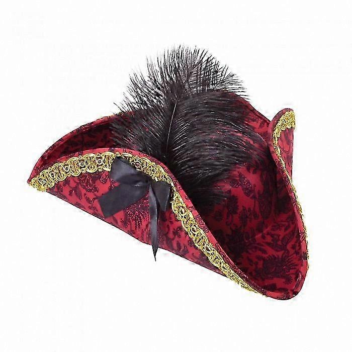 Women's Feathered Pirate Tricorn Hat