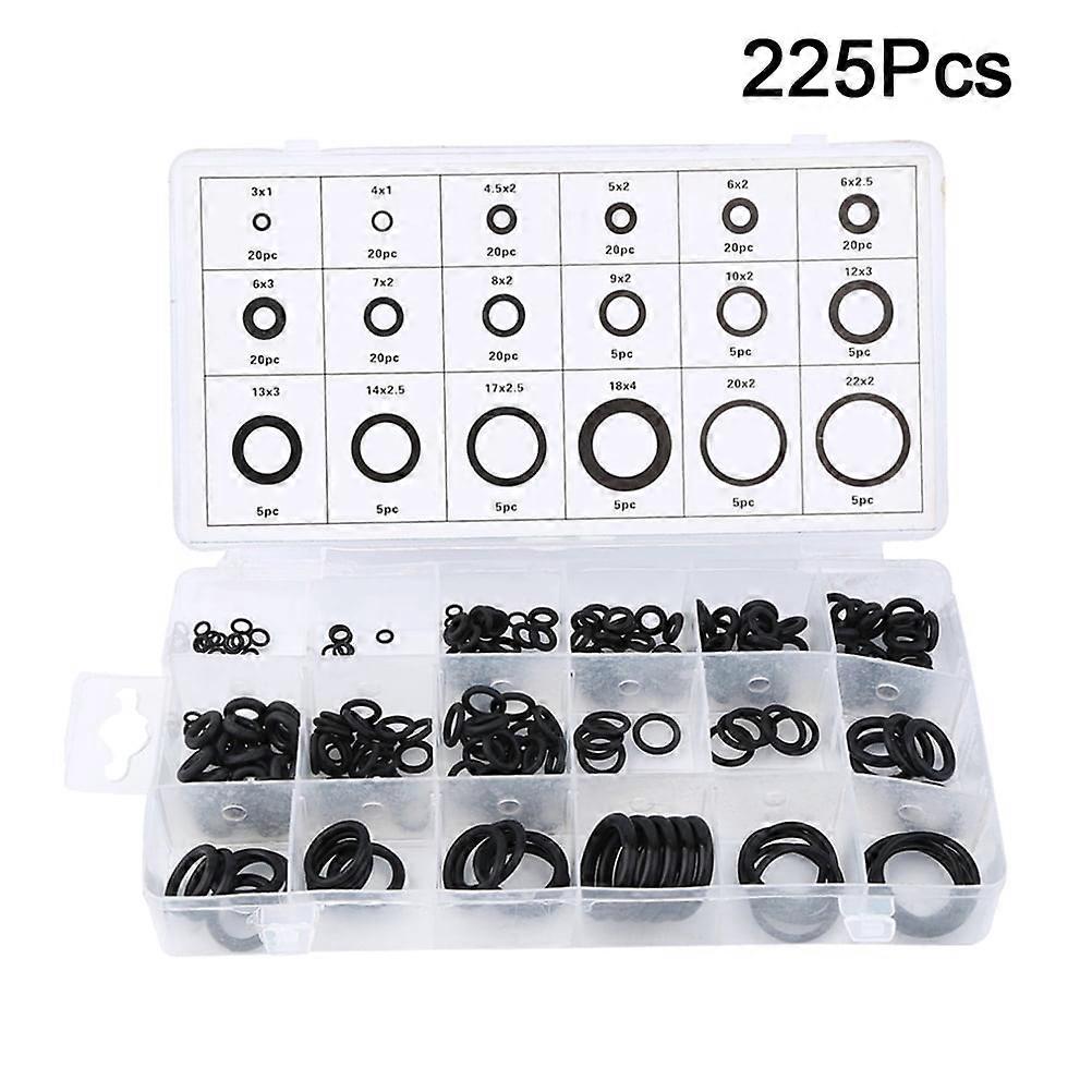 225PCS Shape Machine Repair Sealing Ring Universal Sealing Rubber Ring(Black)
