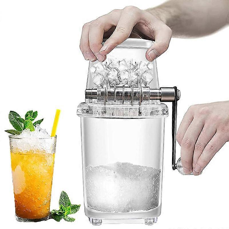 ZENGO Ice Crusher Manual Rotary Ice Crusher Cocktails Slush Machine Ice Cube Crushed Smoothies Ice Crusher Machine Home 1.25L(Transparent)