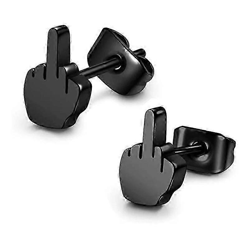 Middle Finger Stainless Steel Stud Earrings for Women's