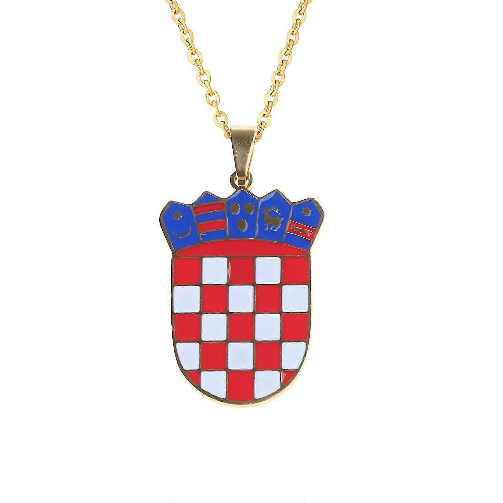 Stainless Steel Clavicle Chain Croatia Badge Pendant Necklace National Symbol Choker Geometric Pendant Unisex Jewelry