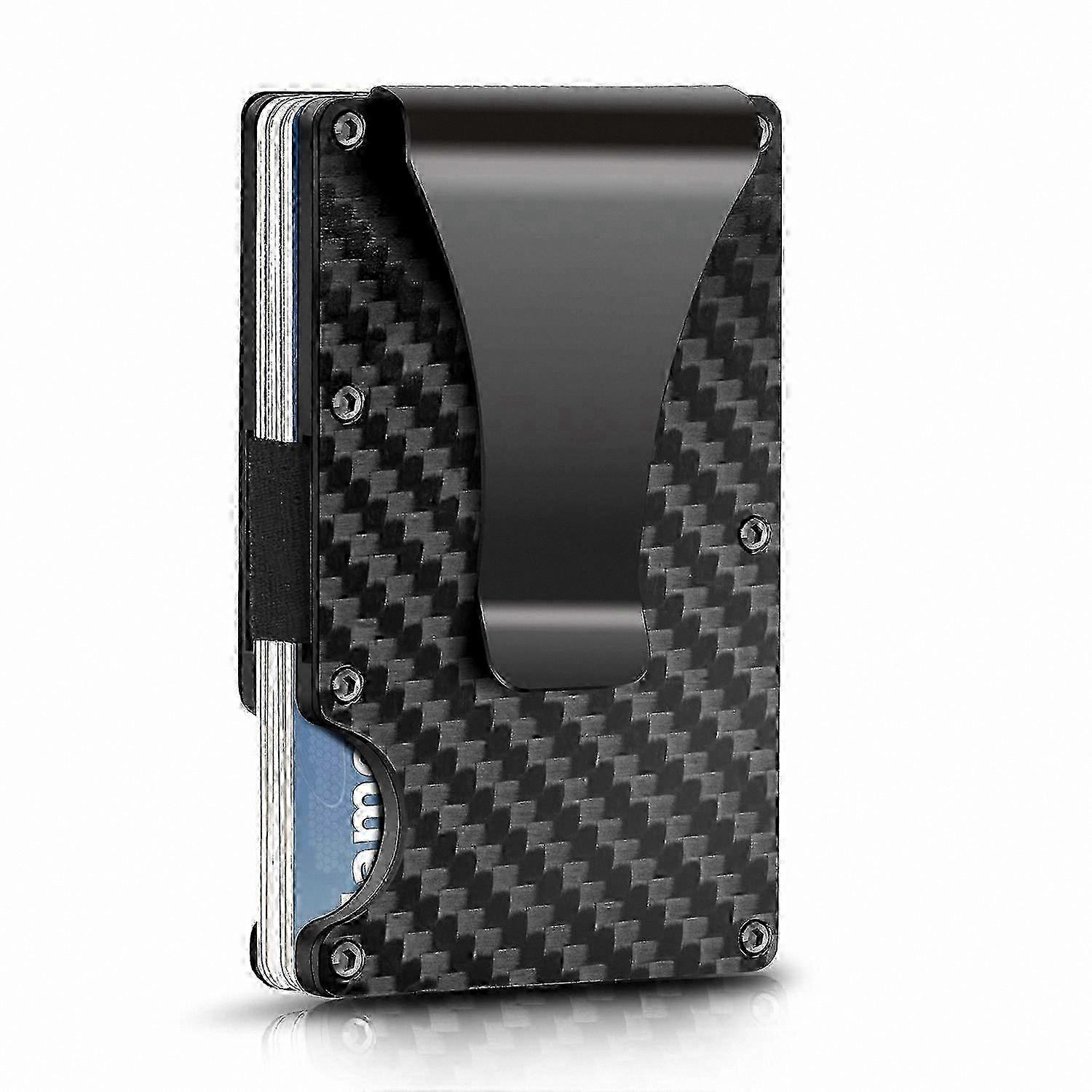 Slim RFID Blocking Wallet, Carbon Fiber Card Holder, Minimalist Money Clip for Secure and Compact Storage