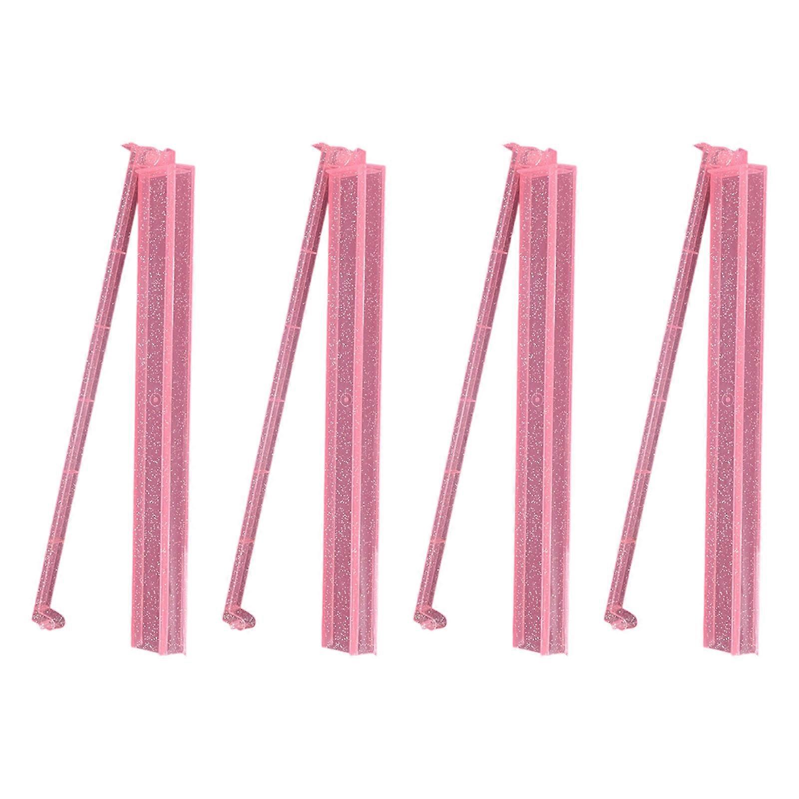 Pack Of 4 Acrylic Mahjong Racks With Pusher American Styles Mahjong Tile Holder Set Accessories For Game Night Use  Pink and silver powd